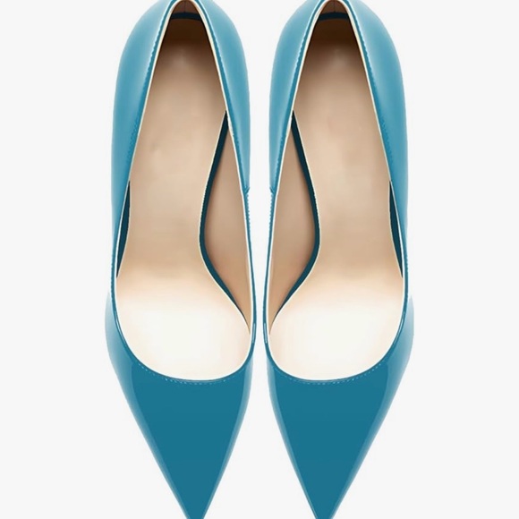 Pre-Owned Dark Turquoise Qunvngutui Pointed Toe Heels - Picture 5 of 10